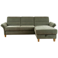 ECKSOFA in Flachgewebe Grün  - Eichefarben/Grün, KONVENTIONELL, Holz/Textil (252/162cm) - Sit & More
