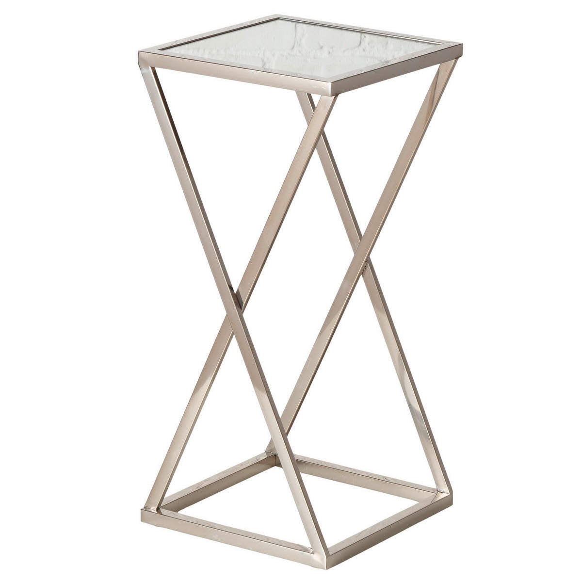 PRÍRUČNÝ STOLÍK, strieborná - strieborná, Basics, kov (27/27/63cm)