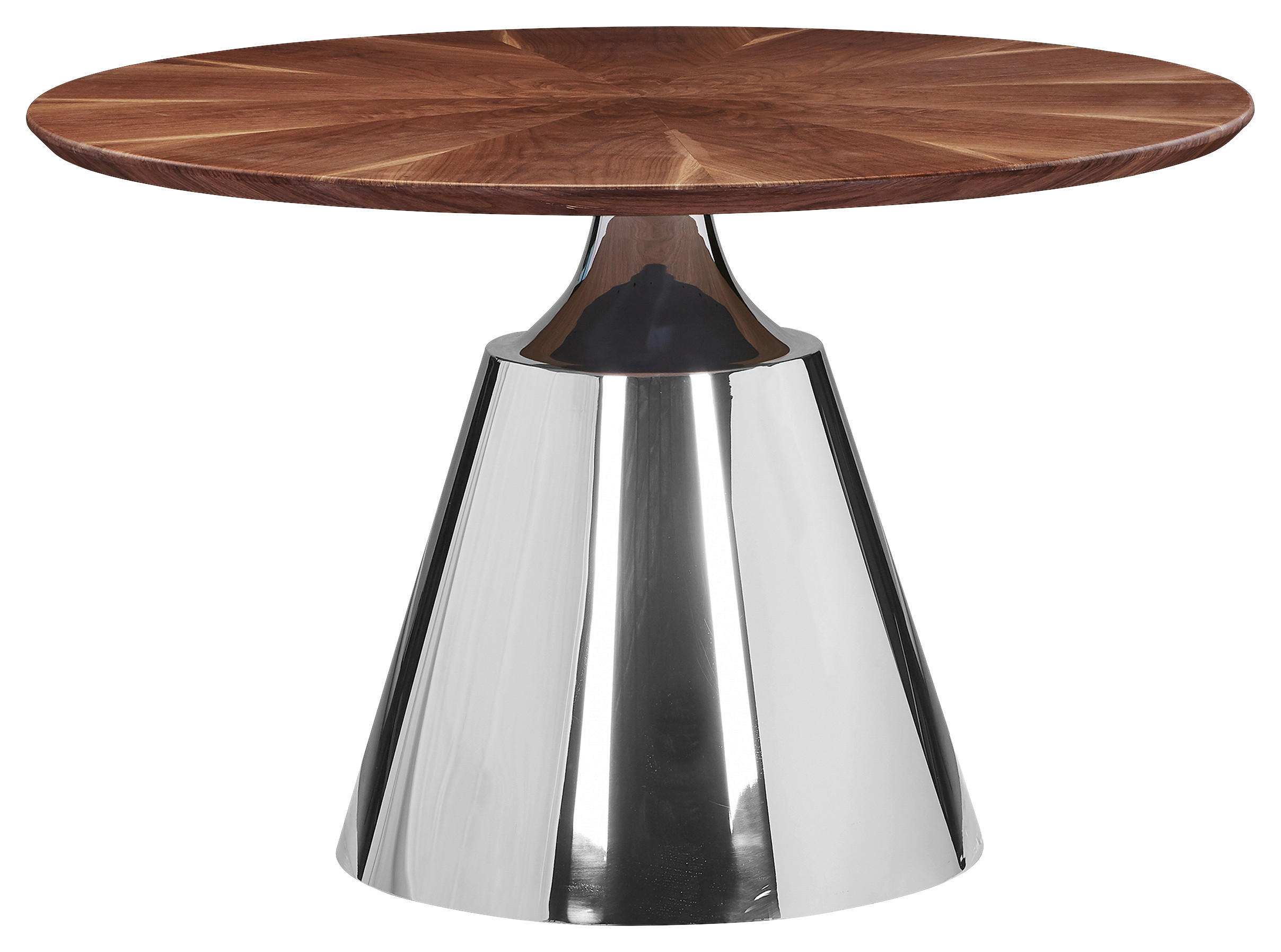 ESSTISCH 120/120/75 cm teilmassiv  Holz, Metall Variantenauswahl rund Walnussfarben  - Edelstahlfarben/Walnussfarben, Design, Holz/Metall (120/120/75cm) - Novel