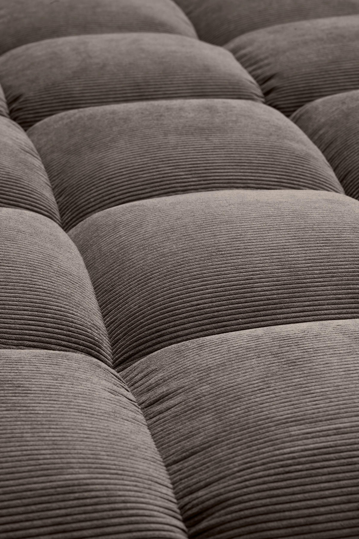 ECKSOFA Ottomane rechts, Eckteil  Taupe Feincord  - Taupe/Schwarz, Design, Holz/Textil (288/215cm) - Pure Home Lifestyle