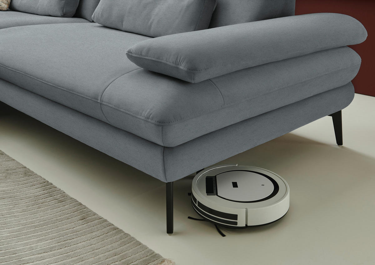 ECKSOFA Chenille, Flachgewebe Dunkelgrau  - Dunkelgrau/Schwarz, Design, Textil/Metall (180/284cm) - Dieter Knoll