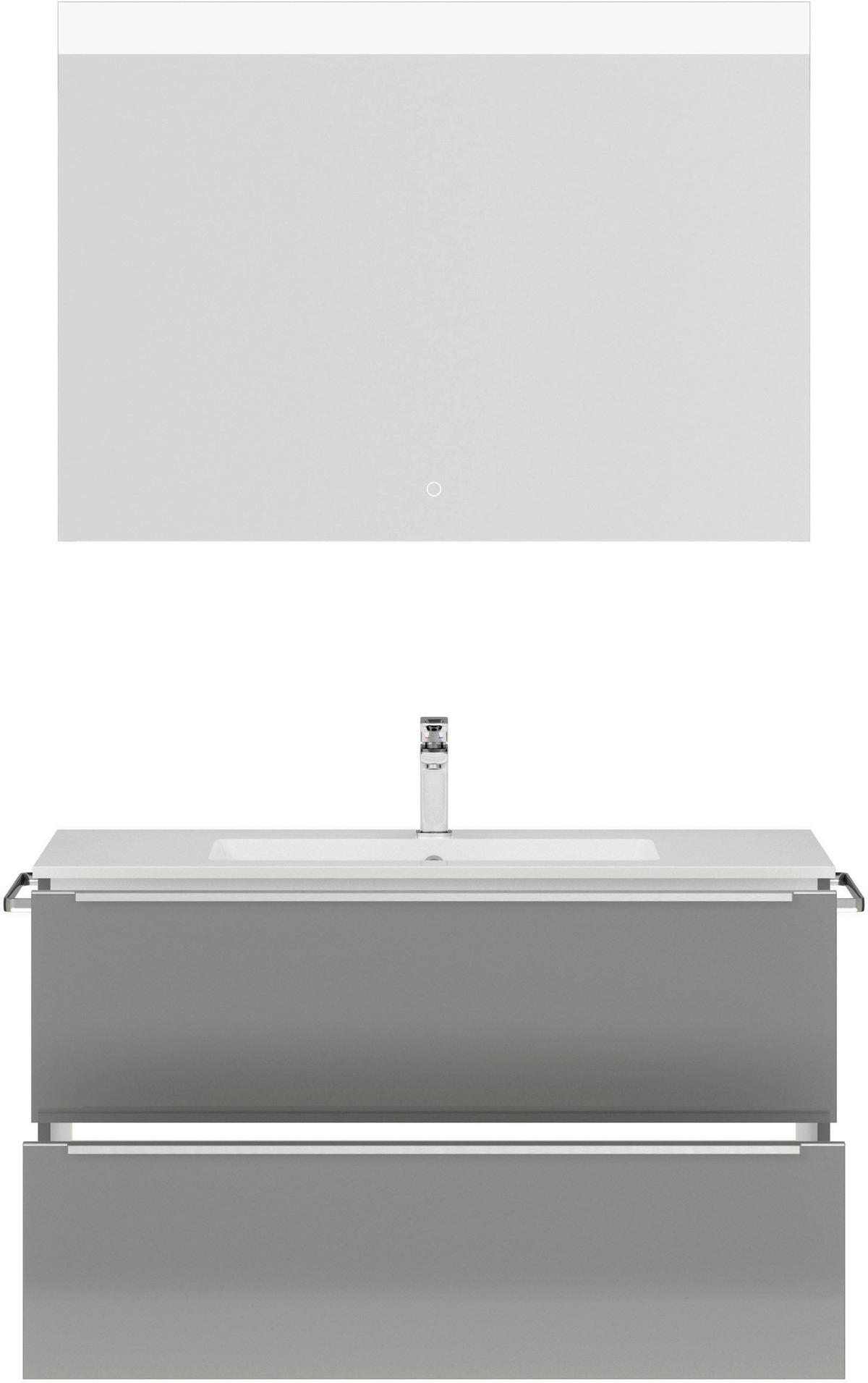 BADEZIMMER 3-teilig  in 101 cm  - Schieferfarben/Edelstahlfarben, MODERN, Holzwerkstoff/Stein (101cm) - Nobilia