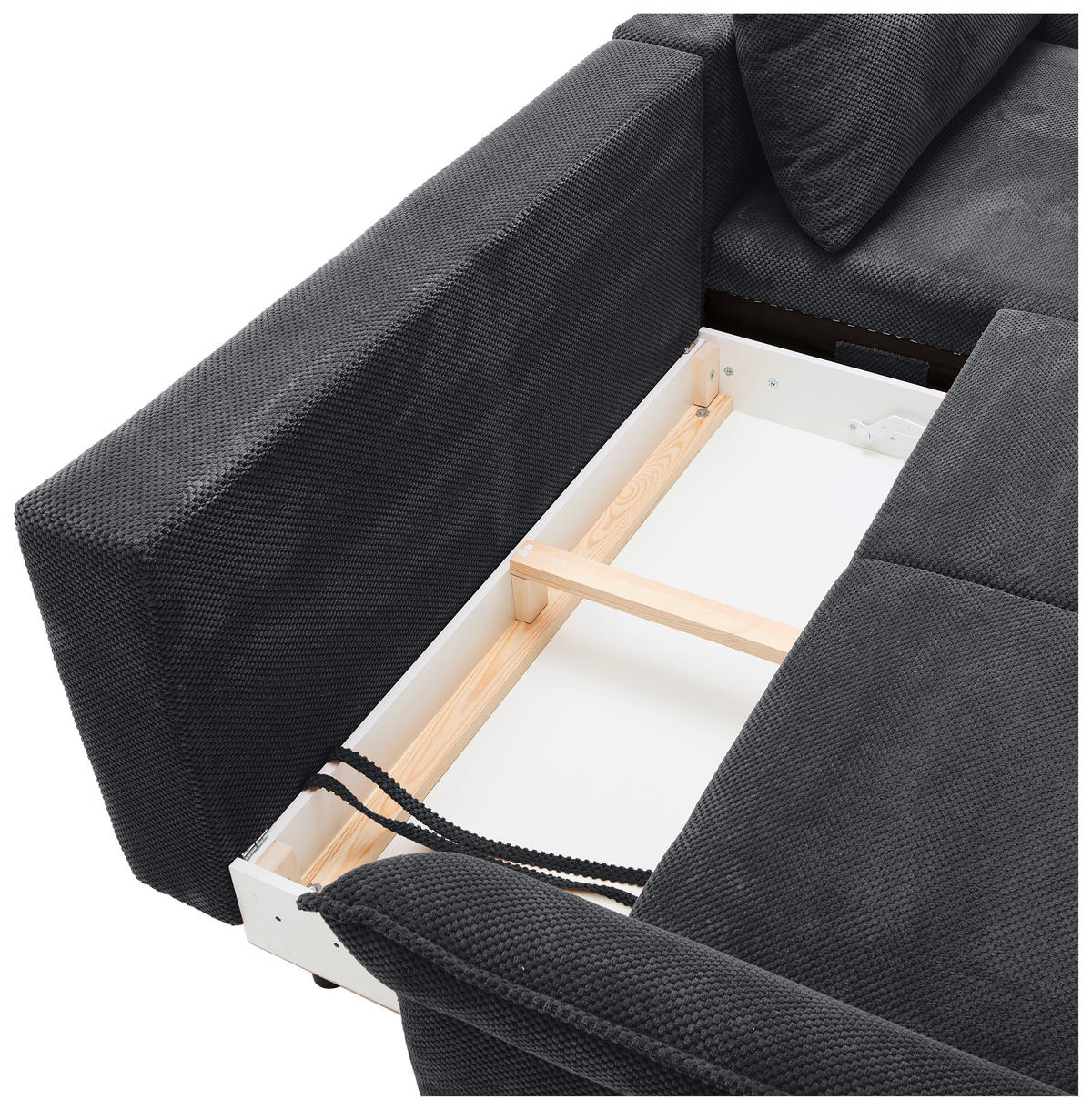 ECKSOFA in Chenille Schwarz  - Schwarz, Konventionell, Textil/Metall (255/164cm) - Carryhome