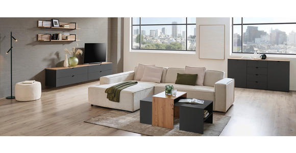 TV-ELEMENT Graphitfarben, Eiche Artisan  140/62/44 cm  - Schwarz/Graphitfarben, MODERN, Holzwerkstoff/Metall (140/62/44cm) - Hom`in