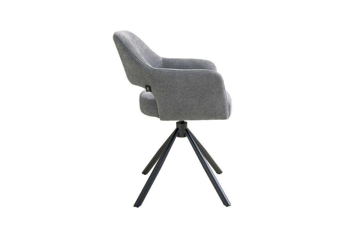 ARMLEHNSTUHL  Sitzfläche 360° drehbar Webstoff  Grau, Schwarz  - Schwarz/Grau, MODERN, Textil/Metall (58/84/61cm) - Schöner Wohnen