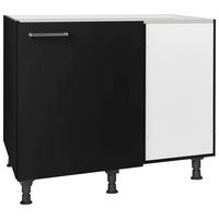 ECKUNTERSCHRANK 125/87/65 cm  - Edelstahlfarben/Schwarz, MODERN, Holzwerkstoff/Metall (125/87/65cm) - Nobilia