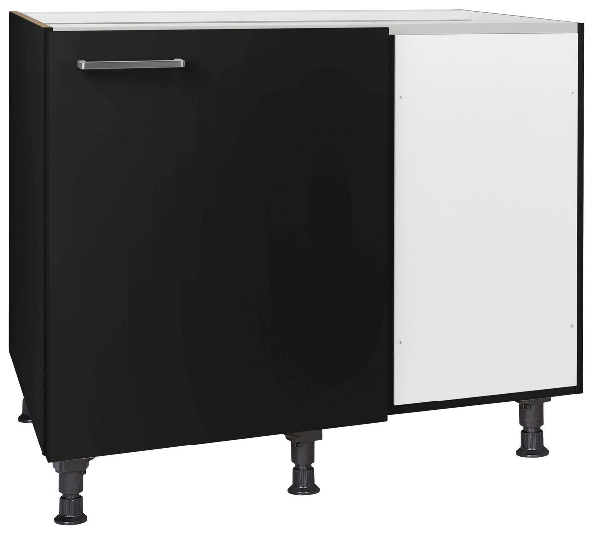 ECKUNTERSCHRANK 125/87/65 cm  - Edelstahlfarben/Schwarz, MODERN, Holzwerkstoff/Metall (125/87/65cm) - Nobilia