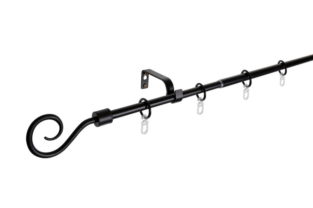 VORHANGSTANGENSET  130 cm  - Schwarz, Basics, Metall (130cm)