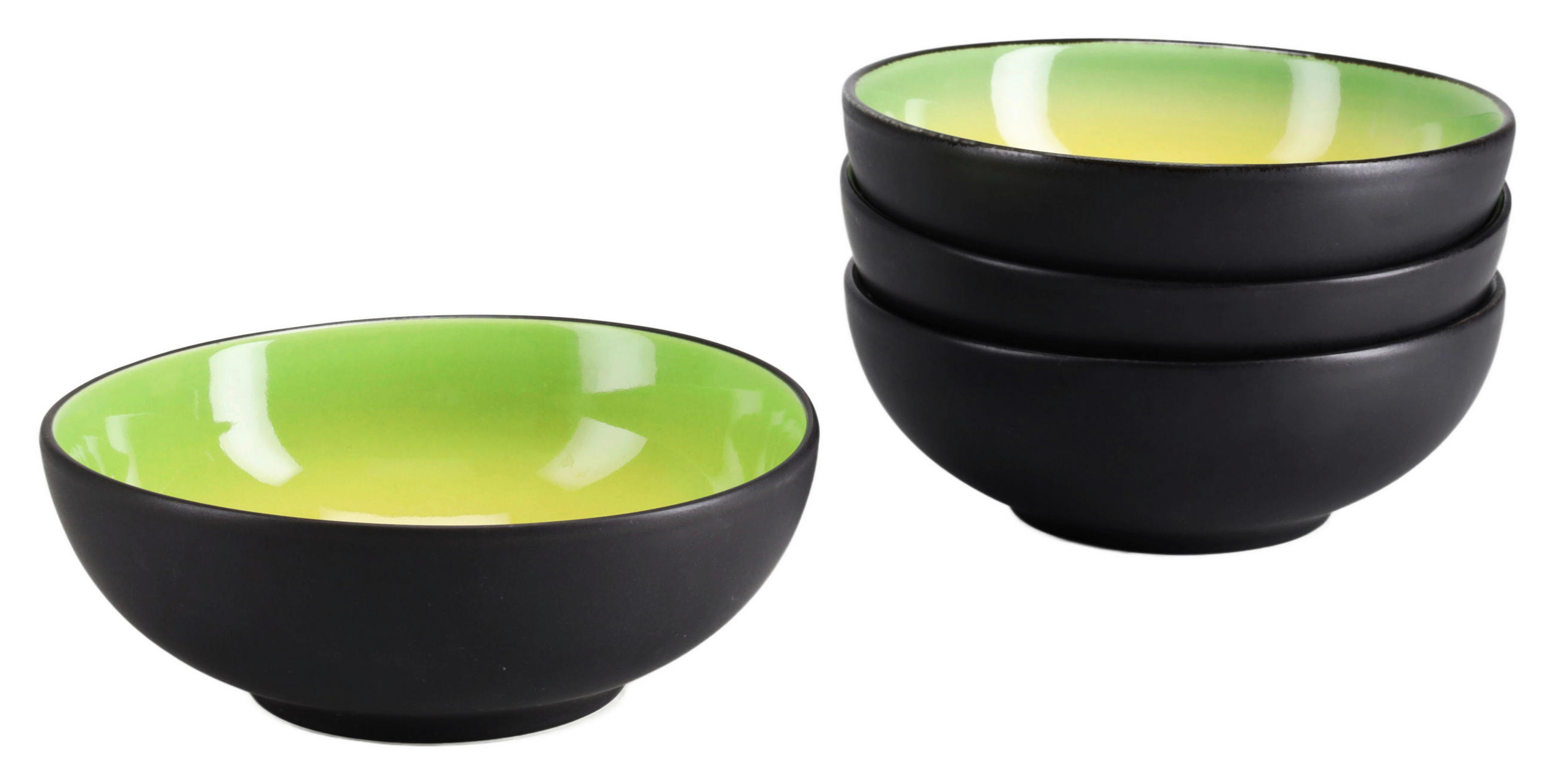 SCHÜSSELSET 4-teilig Hot Green   - Hellgelb/Schwarz, Basics, Keramik (16,5/6cm) - Creatable