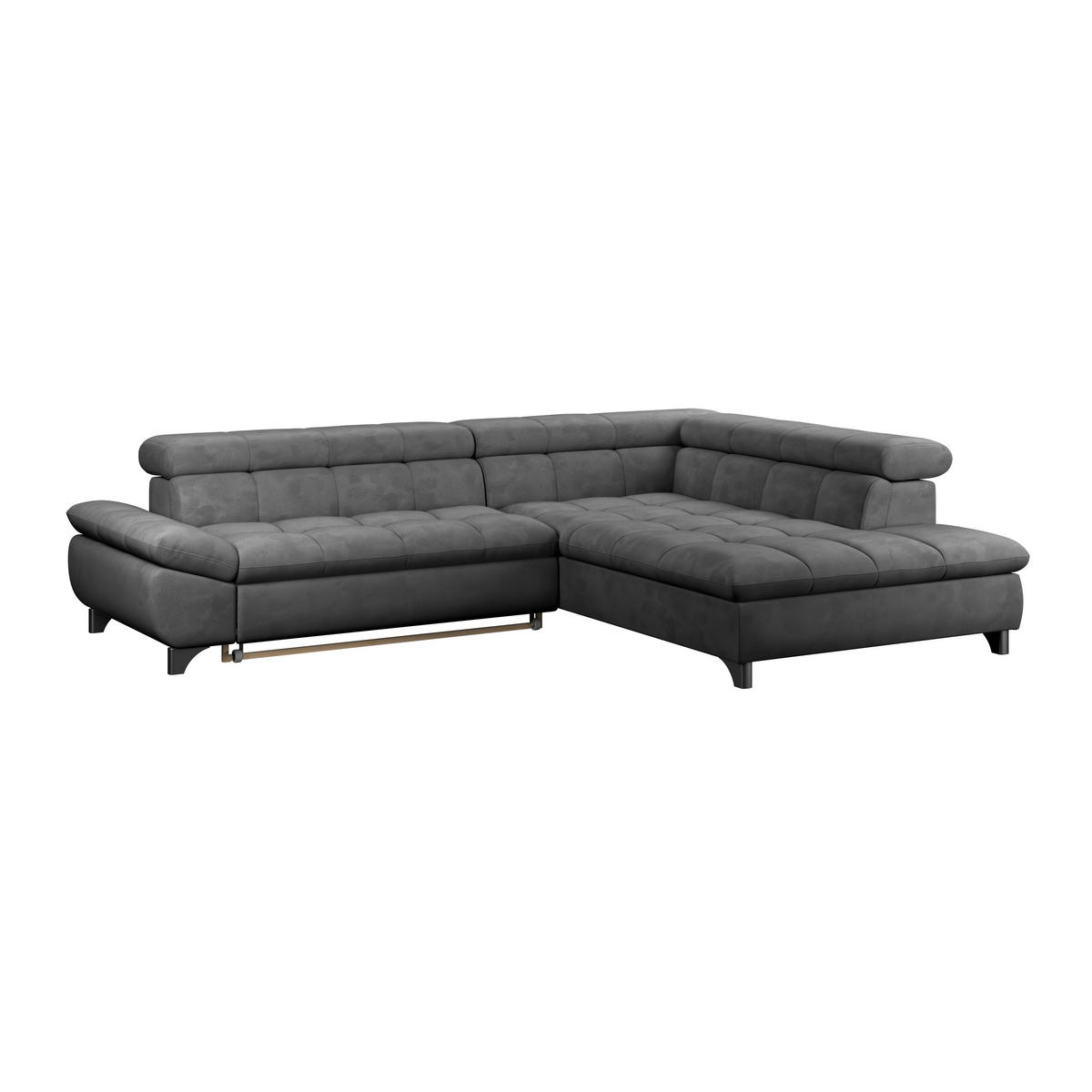 ECKSOFA Dunkelgrau Chenille  - Chromfarben/Dunkelgrau, KONVENTIONELL, Textil/Metall (312/234cm) - Livetastic