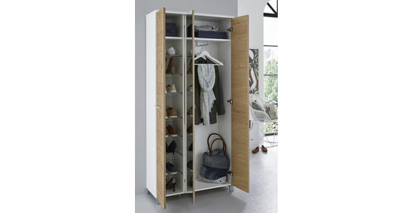 GARDEROBENSCHRANK 90/193/37 cm  - Chromfarben/Eichefarben, Design, Glas/Holz (90/193/37cm) - Dieter Knoll