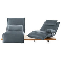 2-SITZER-SOFA Echtleder Blau  - Blau/Eichefarben, Natur, Leder/Holz (240/63/115cm) - Koinor