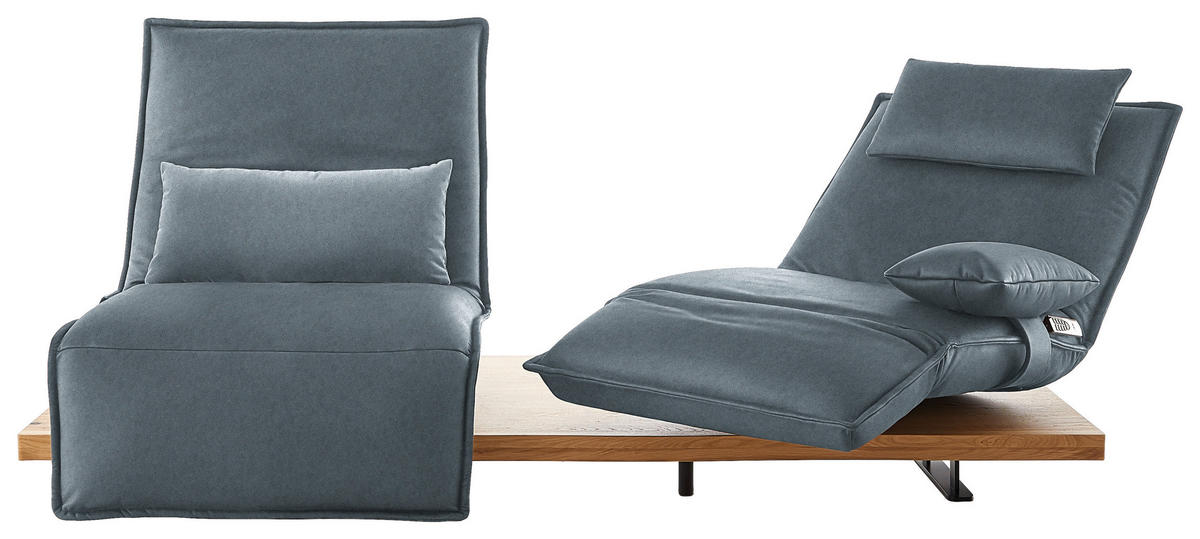 2-SITZER-SOFA Echtleder Blau  - Blau/Eichefarben, Natur, Leder/Holz (240/63/115cm) - Koinor