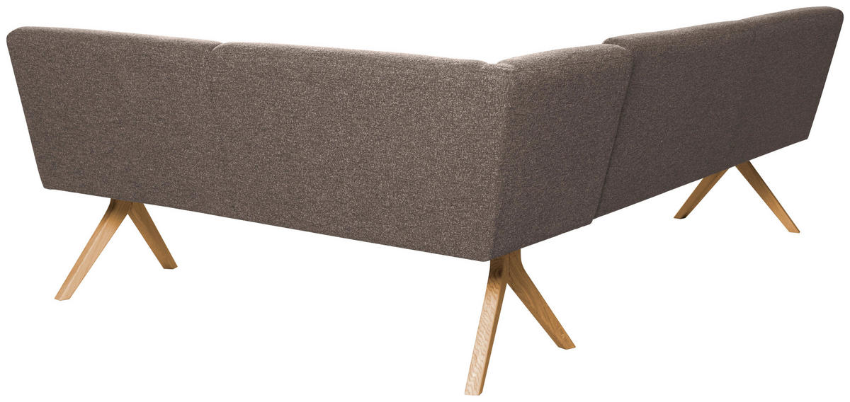 ECKBANK 238/172 cm Webstoff Braun Eiche vollmassiv   - Eichefarben/Braun, KONVENTIONELL, Holz/Textil (238/172cm) - Linea Natura