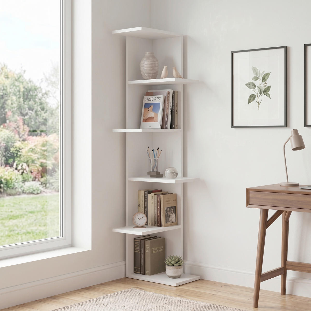 BÜCHERWAND  37/141/24 cm Weiss  - Weiss, Design, Holzwerkstoff (37/141/24cm) - Livetastic