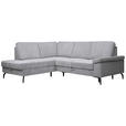 ECKSOFA Hellgrau Velours Bettkasten, Sitzvorzug  - Hellgrau/Schwarz, KONVENTIONELL, Textil/Metall (206/253cm) - Venda