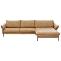 ECKSOFA in Echtleder Dunkelgelb  - Dunkelgelb/Schwarz, Design, Leder/Metall (334/172cm) - Valdera
