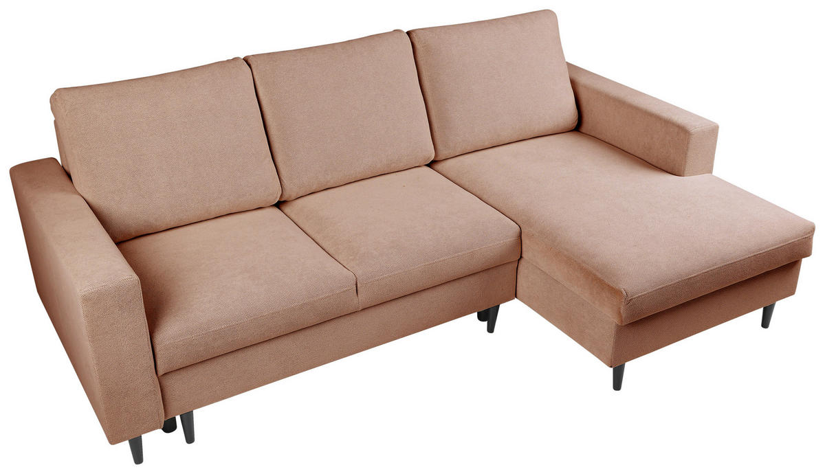 ECKSOFA in Struktur Braun  - Schwarz/Braun, Modern, Holz/Kunststoff (230/145cm) - MID.YOU