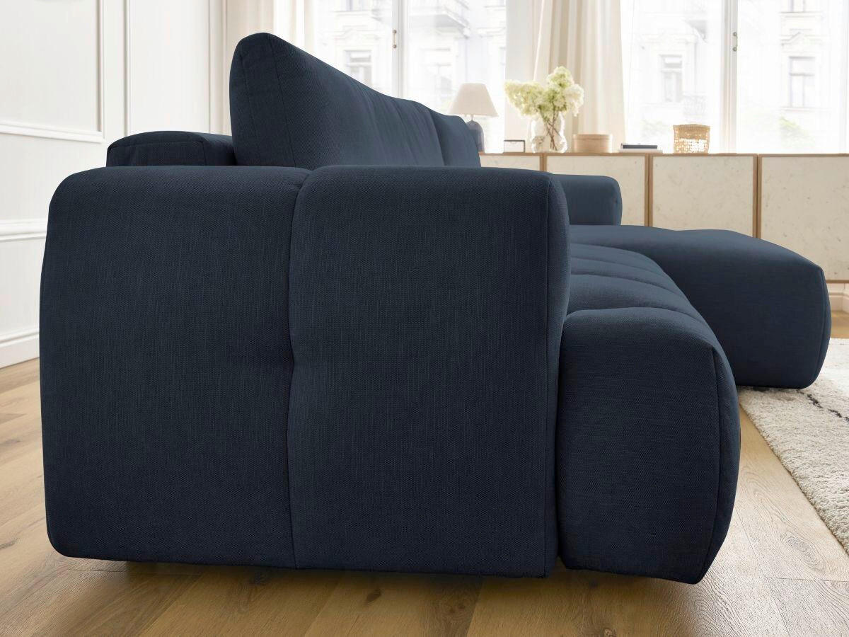 ECKSCHLAFSOFA FUJI Leinenoptik Dunkelblau  inkl.  - Schwarz/Dunkelblau, MODERN, Kunststoff/Textil (292/160cm)