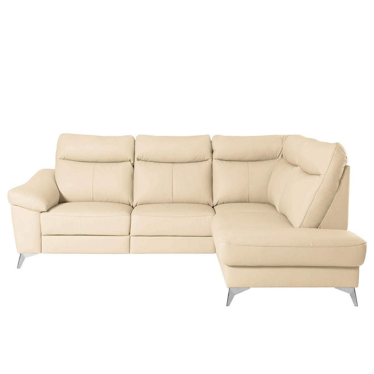 ECKSOFA Beige Echtleder Lederlook  - Chromfarben/Beige, Design, Leder/Textil (242/194cm) - Livetastic