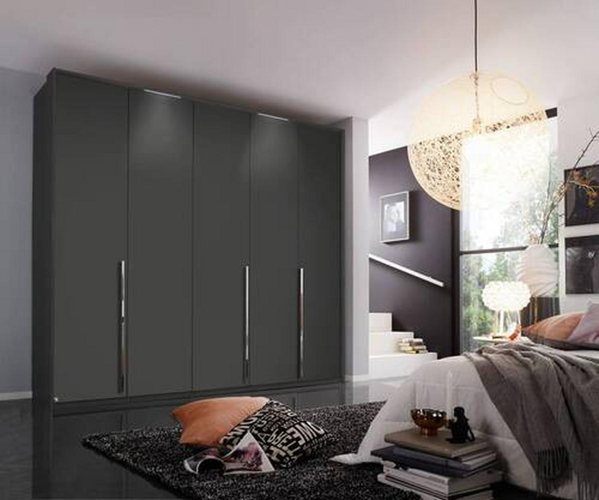 DREHTÜRENSCHRANK 251/223/60 cm 5-türig Graphitfarben  - Chromfarben/Graphitfarben, Design, Holzwerkstoff/Metall (251/223/60cm) - home24