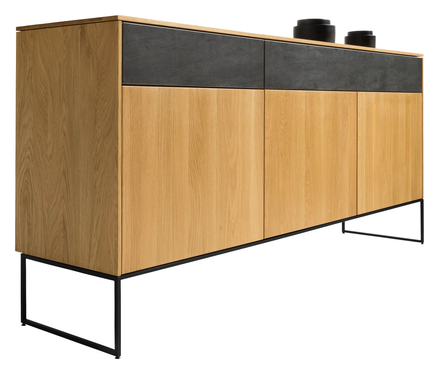 SIDEBOARD Schwarz, Eichefarben  197,8/86,1/41,9 cm  - Eichefarben/Schwarz, Design, Holz/Keramik (197,8/86,1/41,9cm) - Team 7