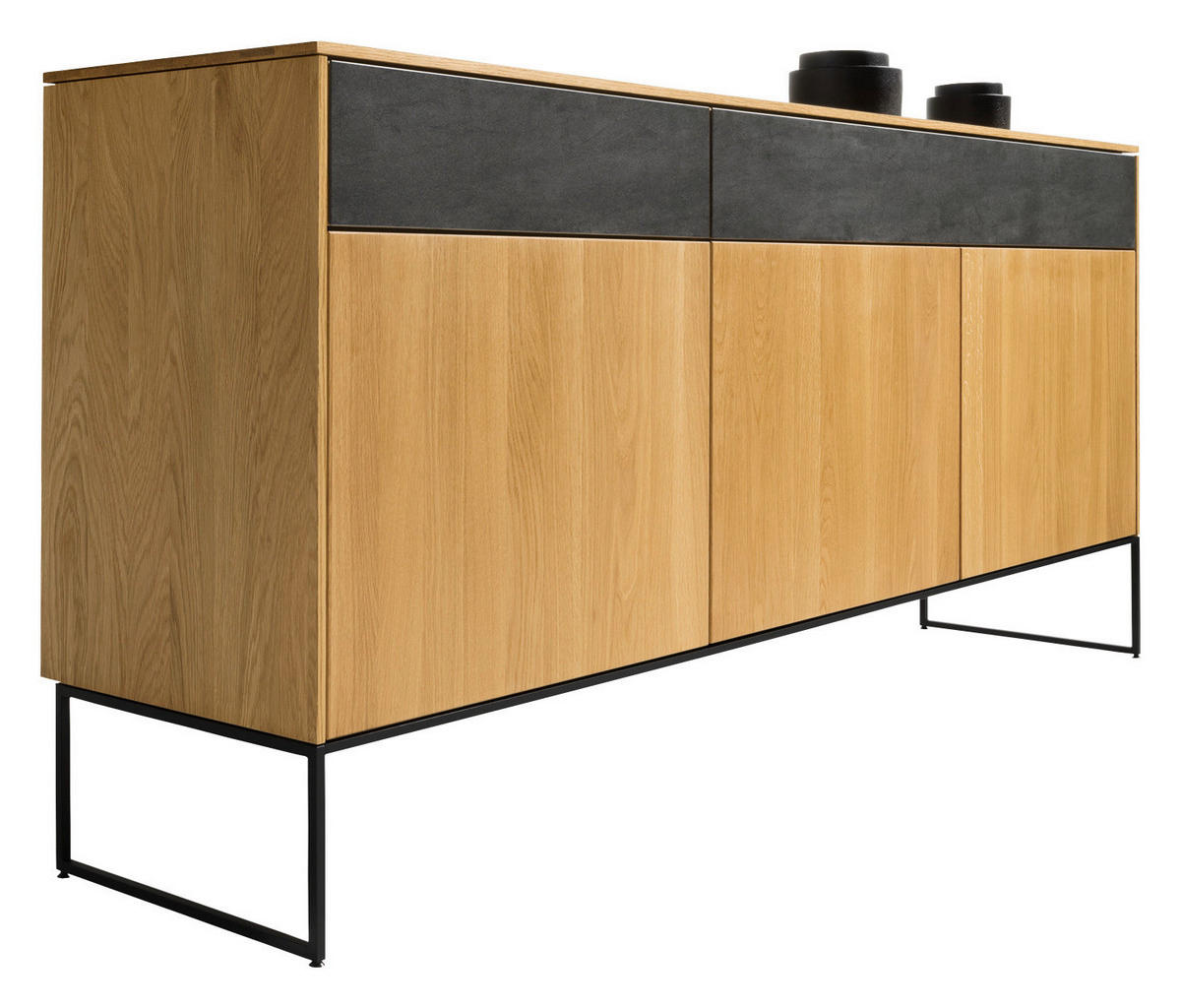 SIDEBOARD Schwarz, Eichefarben  197,8/86,1/41,9 cm  - Eichefarben/Schwarz, Design, Holz/Keramik (197,8/86,1/41,9cm) - Team 7