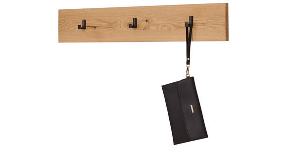 GARDEROBENLEISTE  in Eiche vollmassiv, Hartholz Graphitfarben, Wildeiche  - Wildeiche/Graphitfarben, Natur, Holz/Metall (90/15/4cm) - Linea Natura