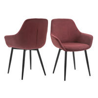 ARMLEHNSTUHL-SET 2 Stück  in Cord  - Beere/Schwarz, MODERN, Textil/Metall (64/86/59cm) - Livetastic
