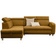 ECKSOFA inkl. Funktionen Senfgelb Samt  - Senfgelb, Natur, Holz/Textil (206/261cm) - Venda