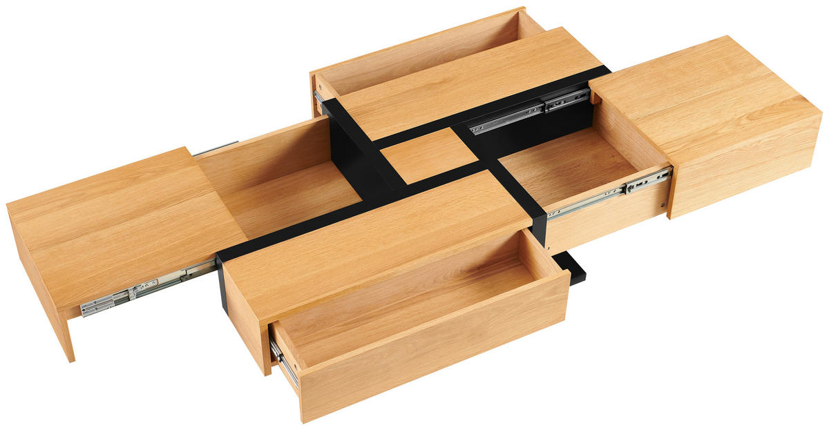 KLUBSKA MIZA, črna, barve hrasta  - črna/barve hrasta, Design, kovina/leseni material (120/65/40cm) - Livetastic