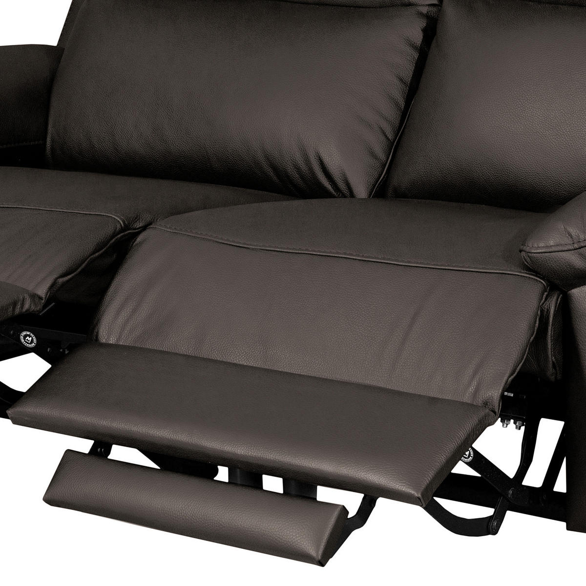 2-SITZER-SOFA 178/95/96 cm PERLE in Echtleder Dunkelbraun   - Chromfarben/Dunkelbraun, Design, Leder/Metall (178/95/96cm) - Livetastic