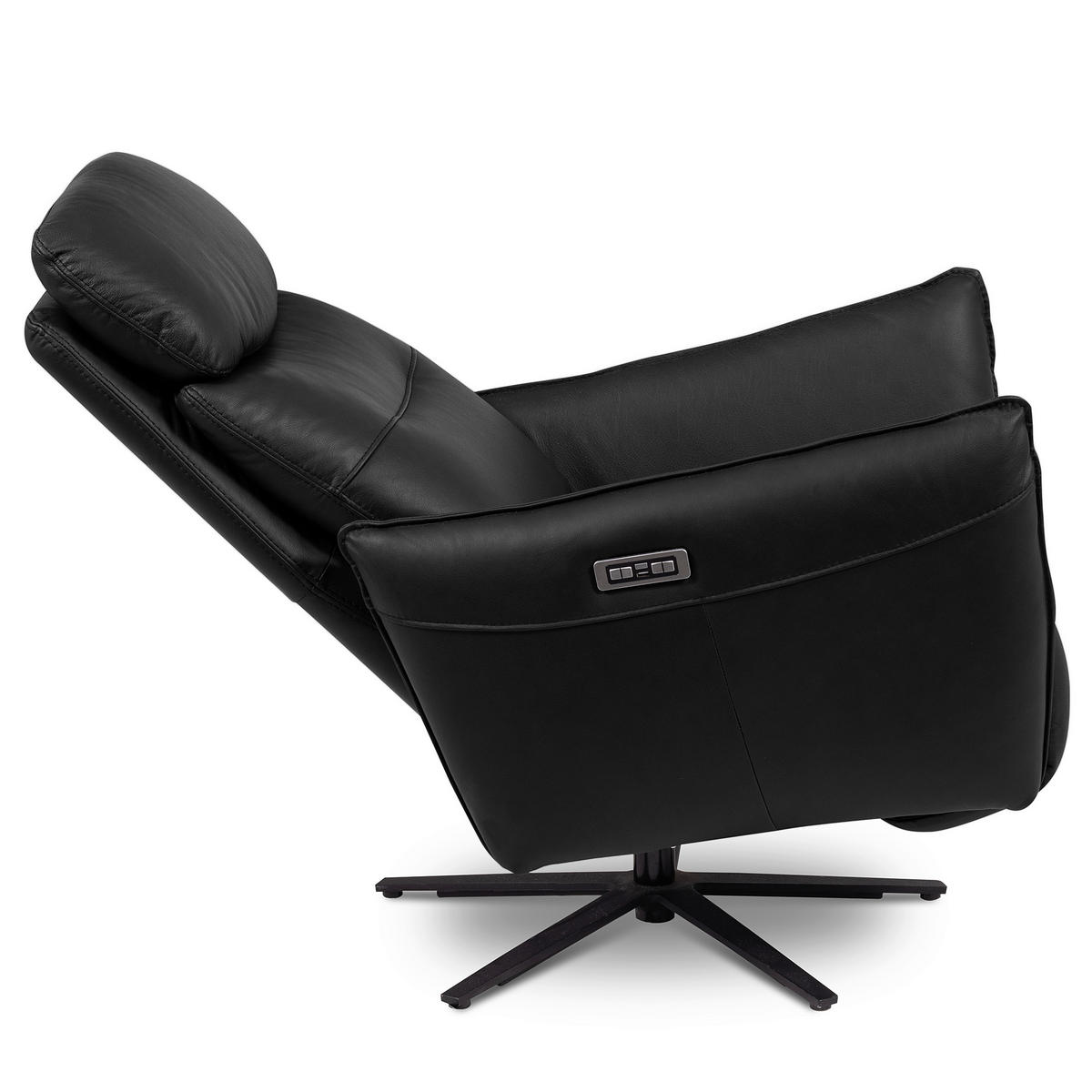 RELAXSESSEL in Leder Schwarz  - Schwarz, Design, Leder/Metall (77/107/88cm) - Livetastic