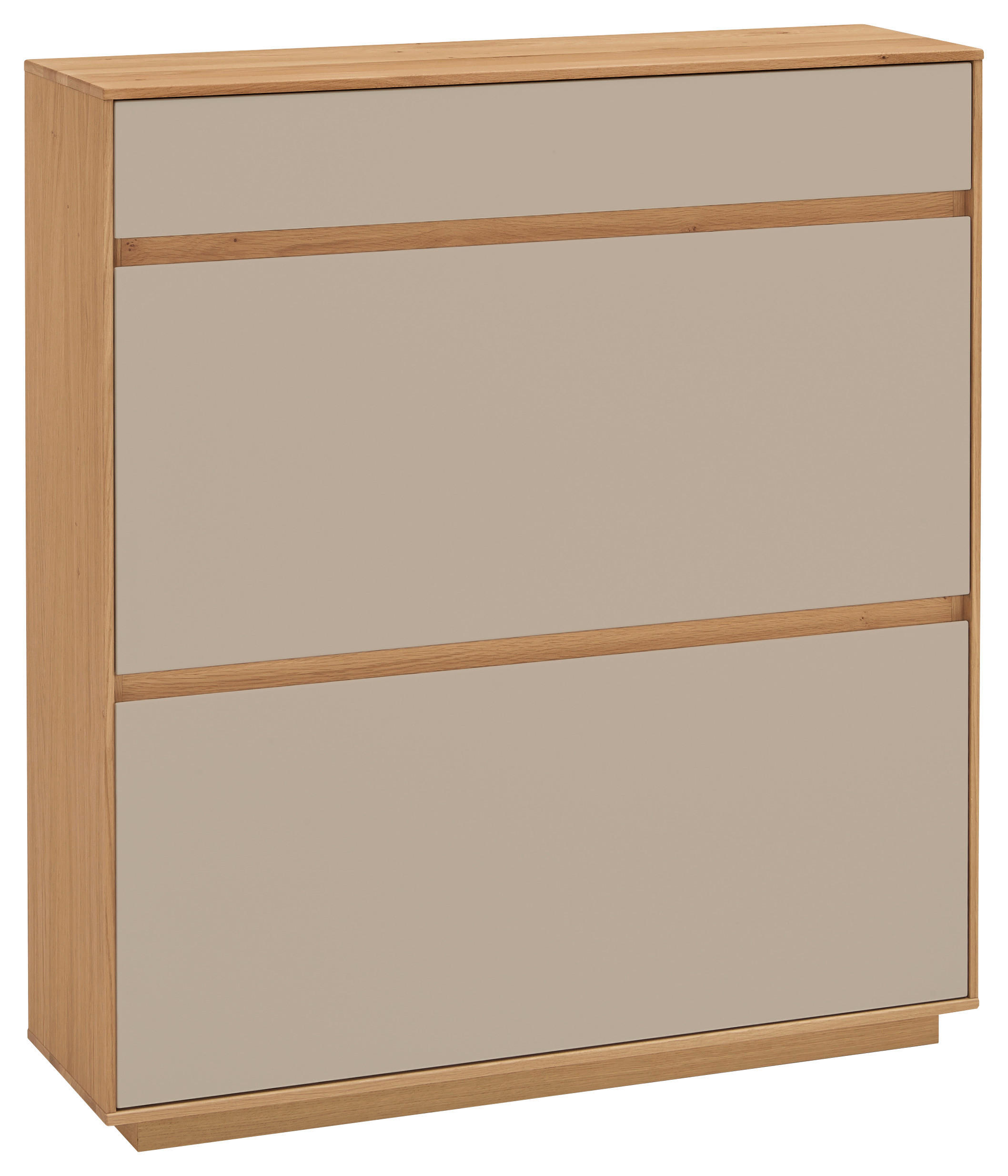 SCHUHKIPPER Eiche teilmassiv lackiert Sandfarben, Eiche Bianco - Sandfarben/Eiche Bianco, Basics, Holz (101/111/31cm)