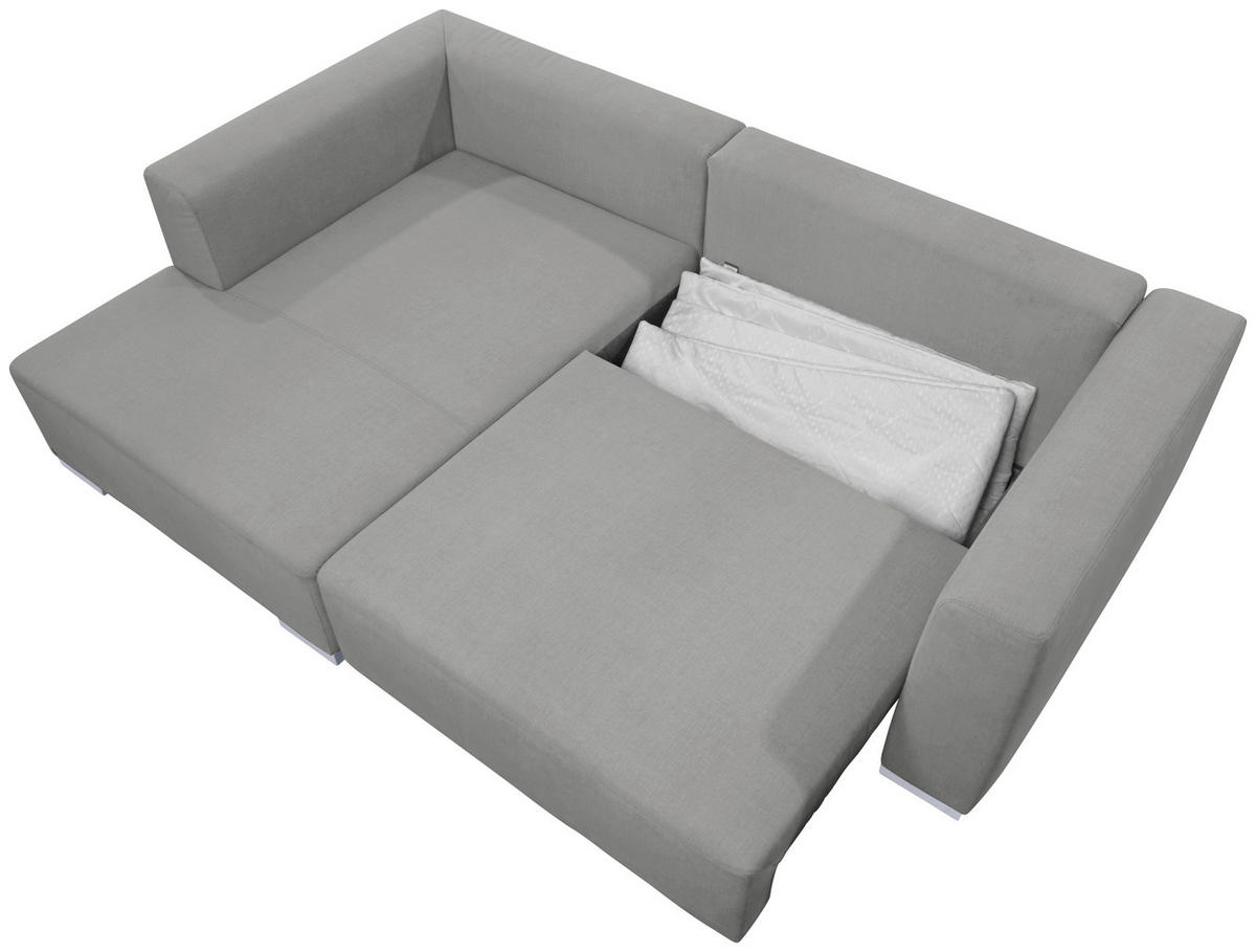 ECKSOFA inkl. Funktion Heaven Grau Flachgewebe  - Chromfarben/Grau, KONVENTIONELL, Textil/Metall (162/242cm) - Tom Tailor