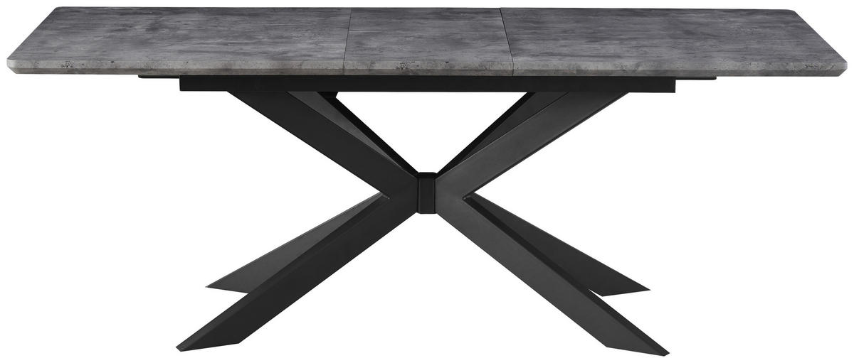 ESSTISCH Grau rechteckig  ausziehbar  - Schwarz/Grau, KONVENTIONELL, Holzwerkstoff/Metall (160-200/76/90cm) - MID.YOU