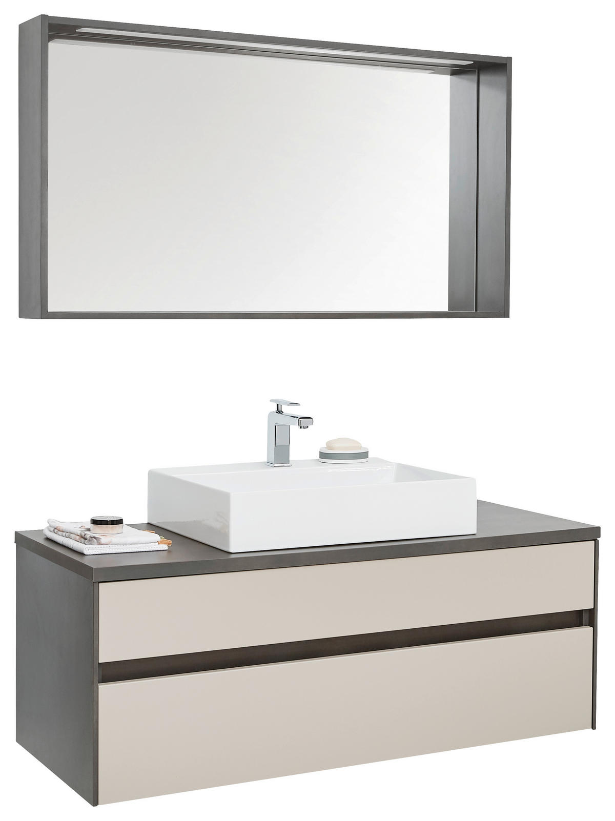 Mobilier Baie 120 cm - alb/gri, Design, ceramică/sticlă (120cm) - Novel