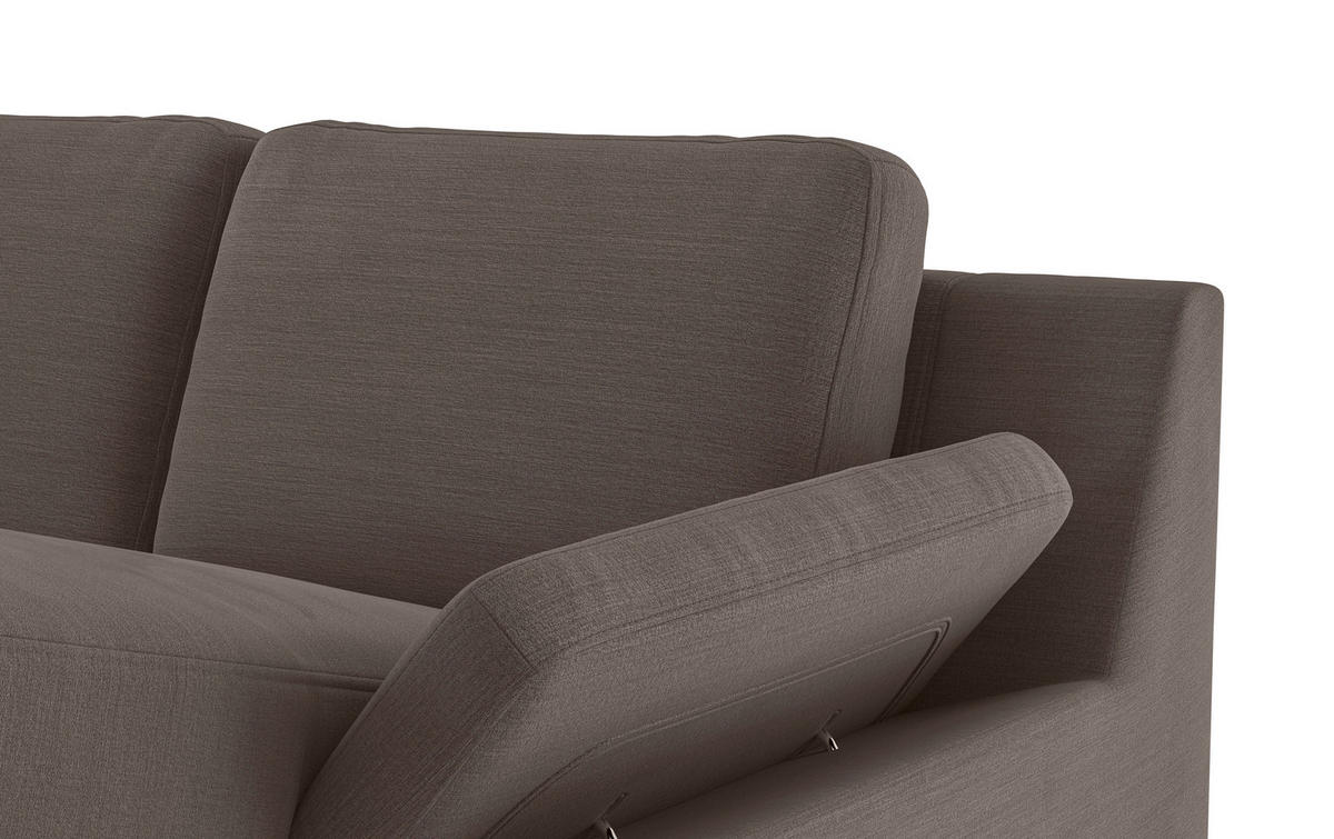 WOHNLANDSCHAFT in Flachgewebe Taupe  - Taupe/Schwarz, Konventionell, Textil/Metall (204/309/156cm) - Cotta