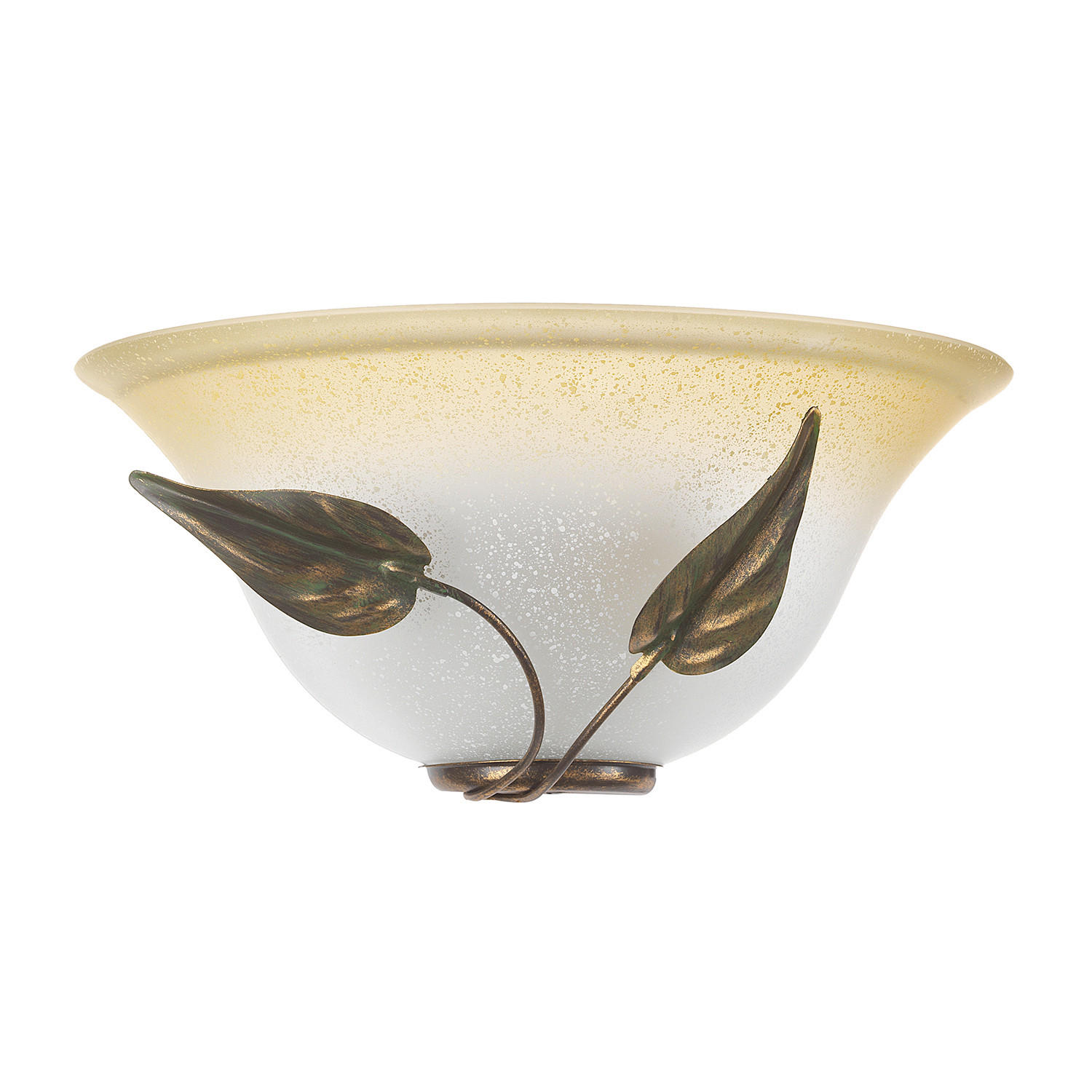 WANDLEUCHTE 30/14/30 cm   - Weiß Hochglanz/Bronzefarben, KONVENTIONELL, Glas/Metall (30/14/30cm)