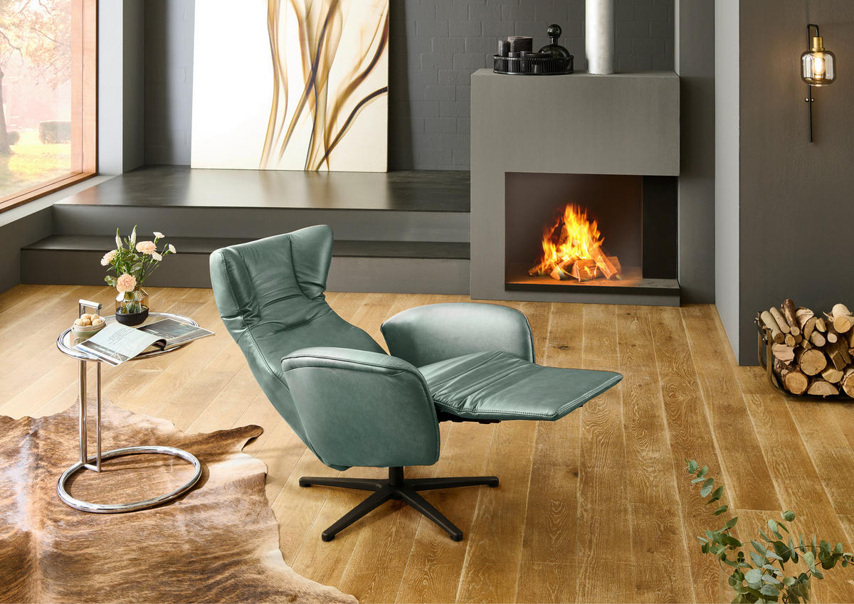 RELAXSESSEL Leder Opal  - Opal/Schwarz, Design, Leder/Metall (75/106/86cm) - Valdera