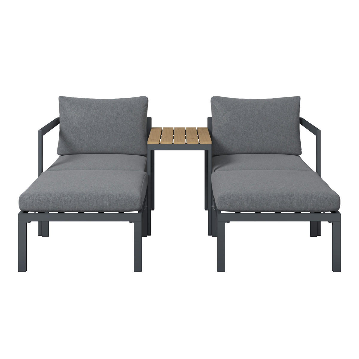 LOUNGEGARNITUR 5-teilig   66/64/65.5 cm Stahl  - Dunkelgrau/Naturfarben, MODERN, Kunststoff/Textil (66/64/65.5cm) - Ambia Garden