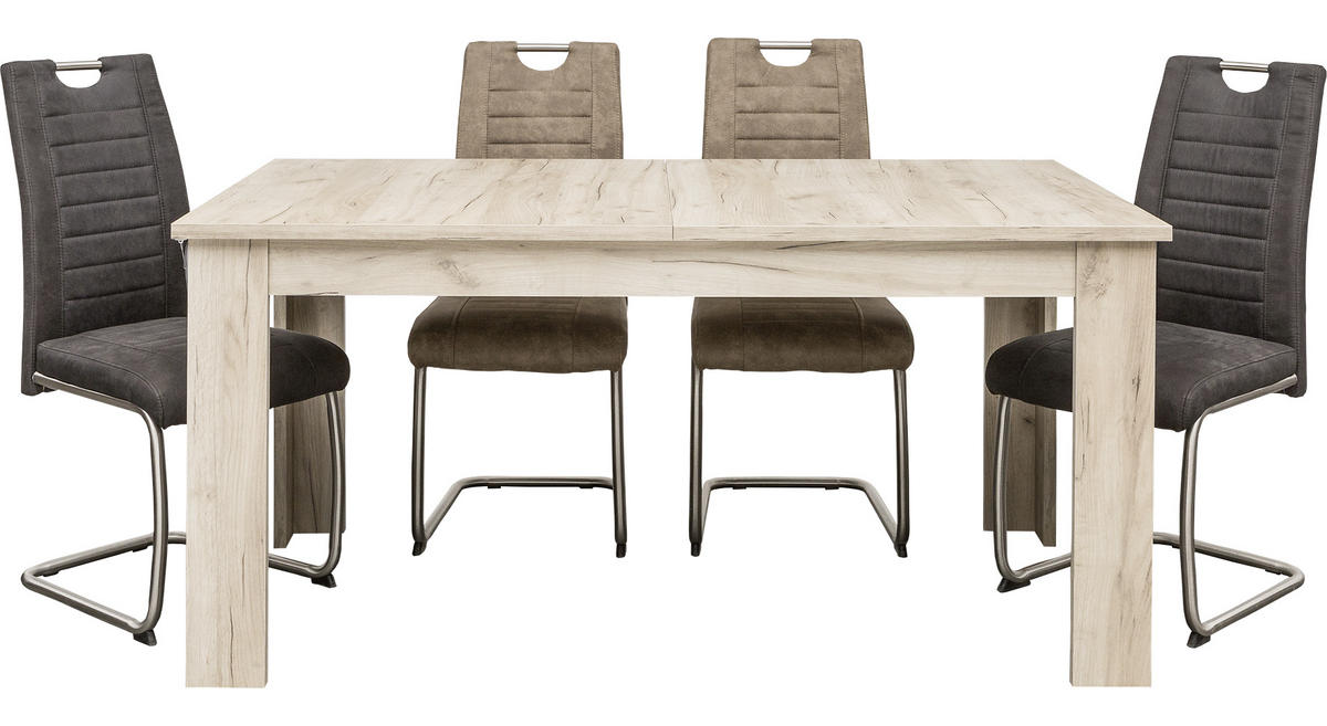 KIHÚZHATÓ ASZTAL - ezüsttölgy, Basics, faalapú anyag (160-200/76,5/90,5cm) - Xora