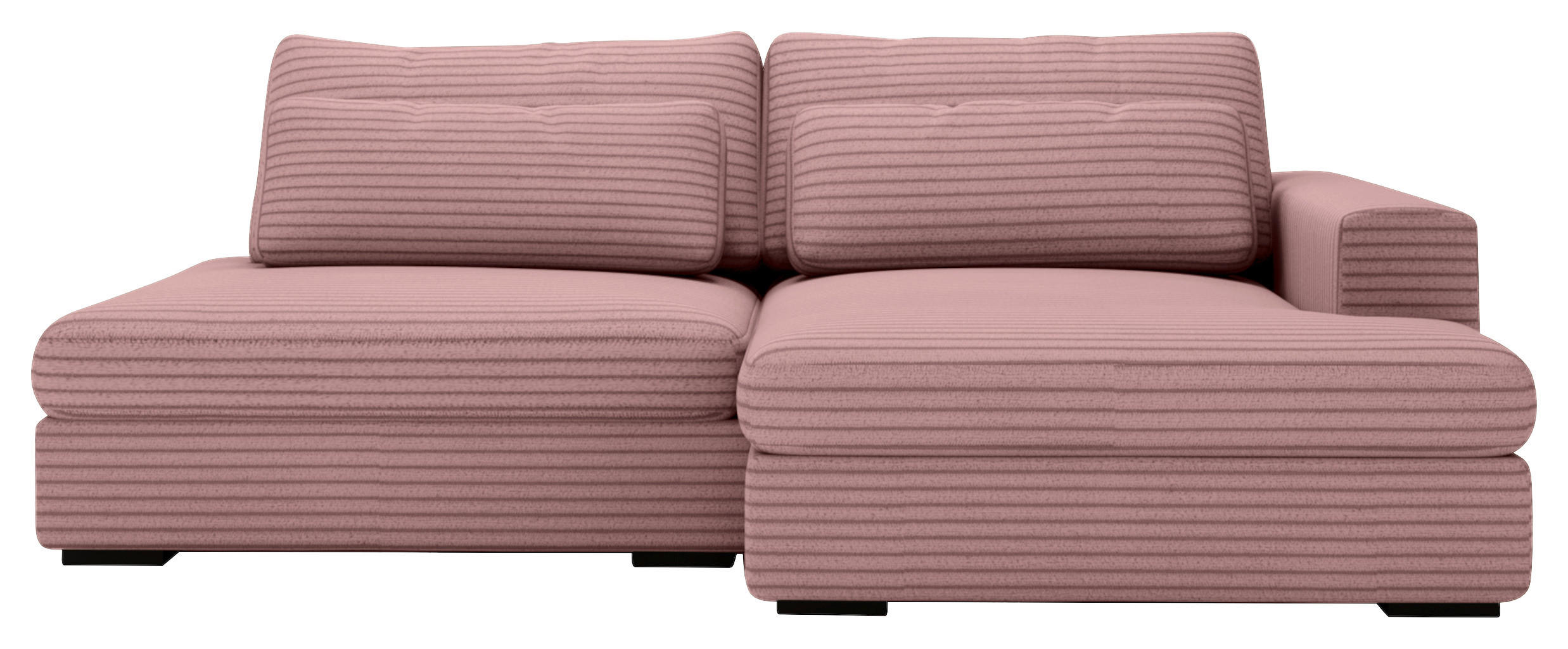 ECKSOFA Rosa Cord  - Schwarz/Rosa, Design, Kunststoff/Textil (223/158cm) - home24