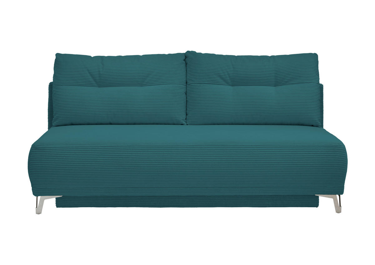 SCHLAFSOFA in Cord Petrol  - Chromfarben/Petrol, Modern, Textil/Metall (198/90/100cm) - Livetastic