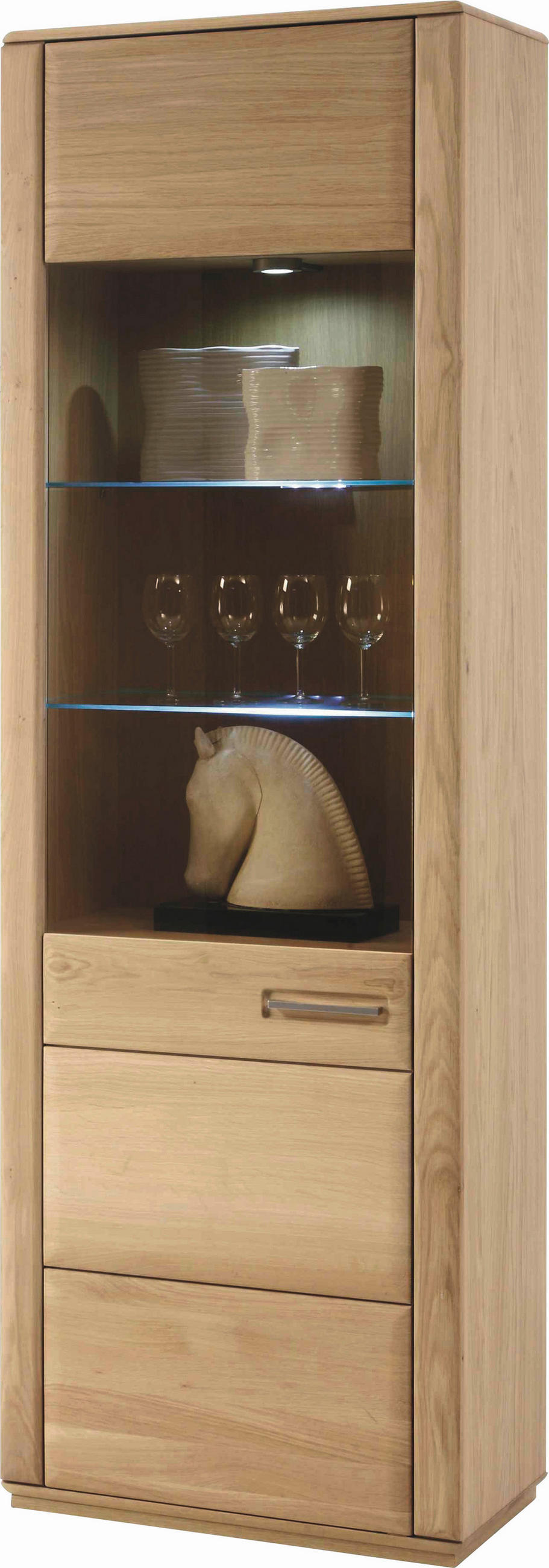VITRINE La Paz in Kernbuche Buchefarben  - Edelstahlfarben/Buchefarben, Design, Glas/Holz (69/209/38cm) - Livetastic