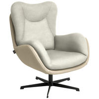 SESSEL in Chenille, Struktur Echtleder Creme  - Creme/Schwarz, Design, Leder/Textil (80/97/89cm) - Schöner Wohnen