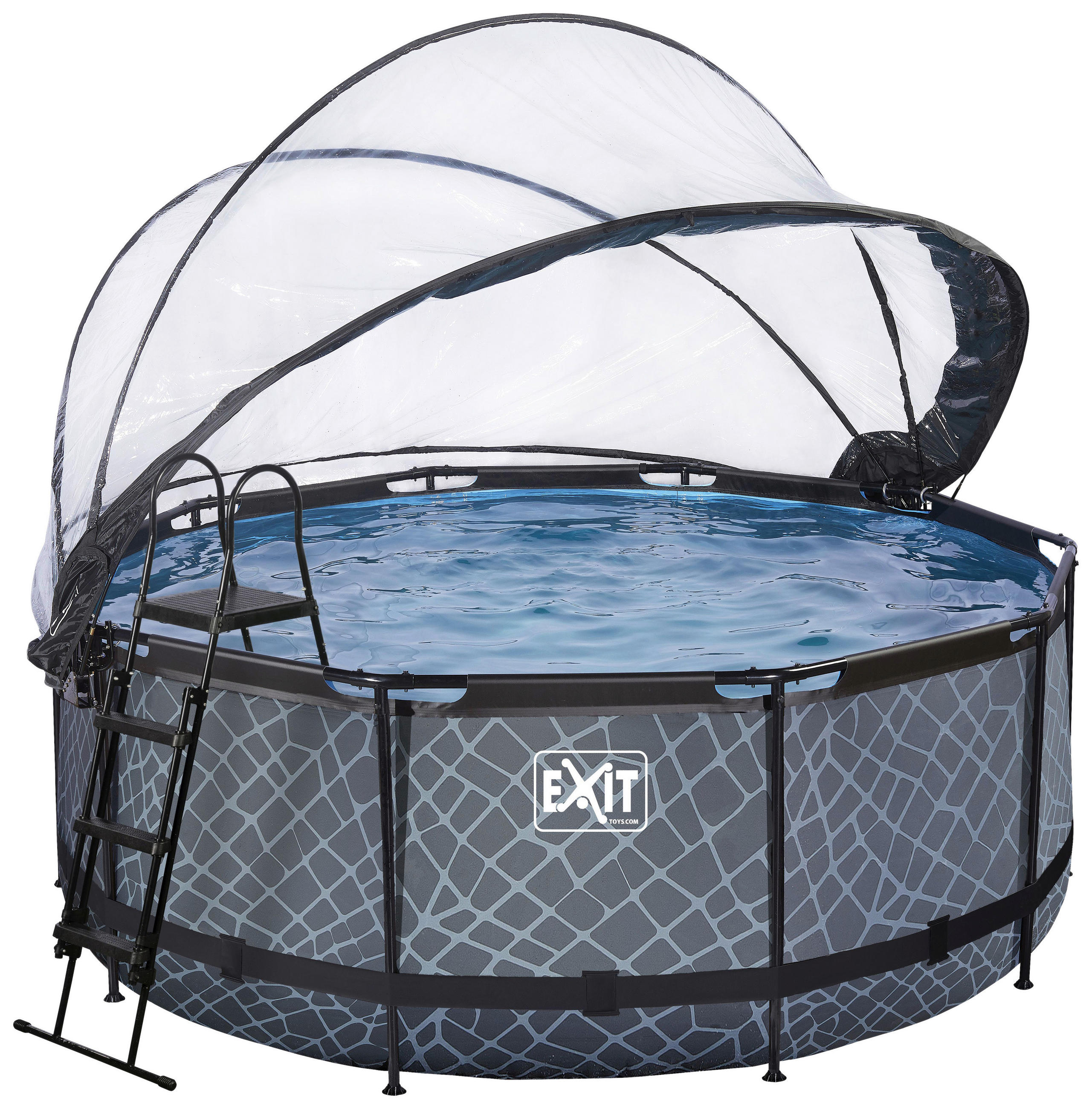 POOL-SET STONE 360/122 cm  - Grau, KONVENTIONELL, Metall (360/122cm) - EXIT Toys