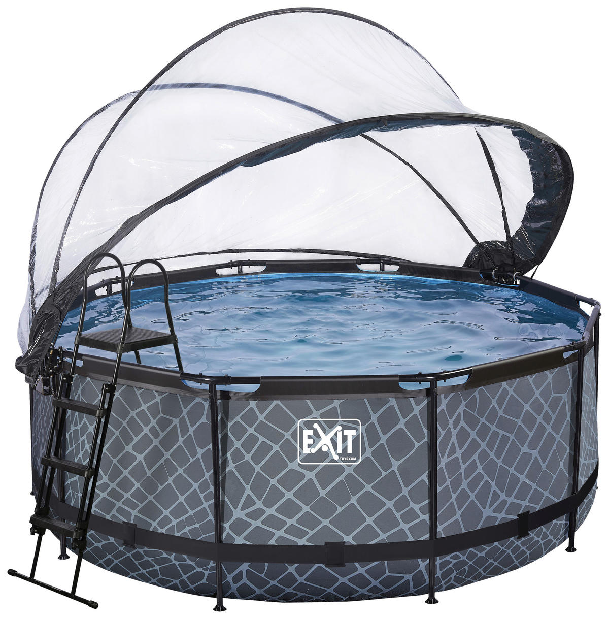 POOL-SET STONE 360/122 cm  - Grau, KONVENTIONELL, Metall (360/122cm) - EXIT Toys