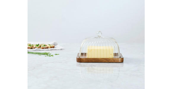 BUTTERDOSE Holz, Glas  - Klar/Akaziefarben, LIFESTYLE, Glas/Holz (17/12,5/10cm) - Novel