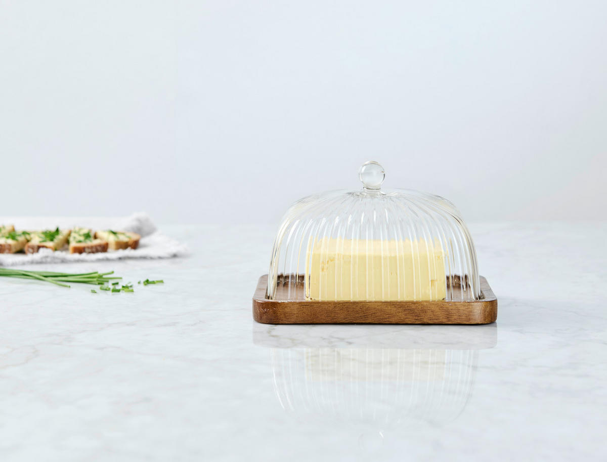 Untieră lemn, sticlă  - străveziu/culoare lemn acacia, Lifestyle, sticlă/lemn (17/12,5/10cm) - Novel